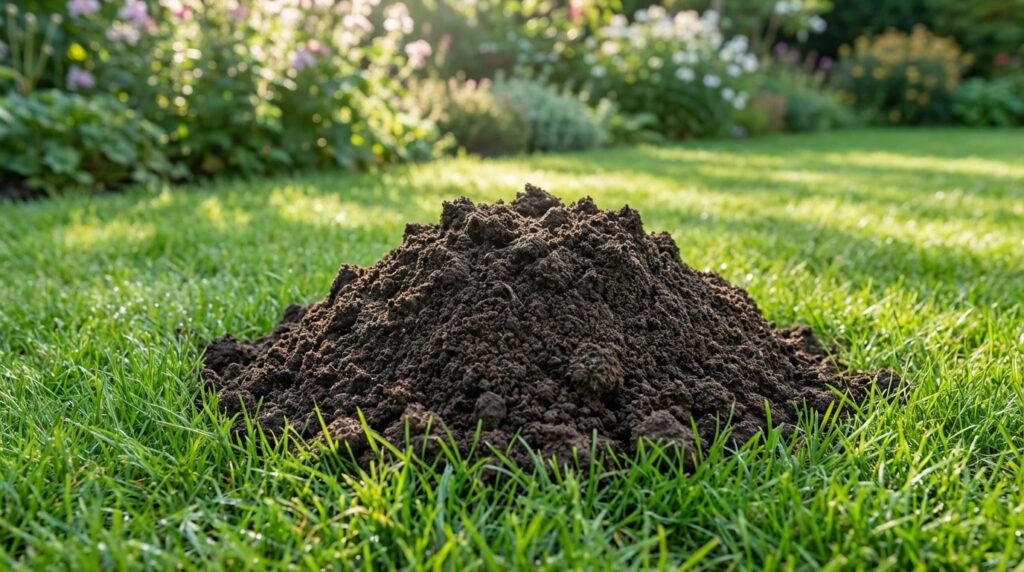 Taupiniere au jardin