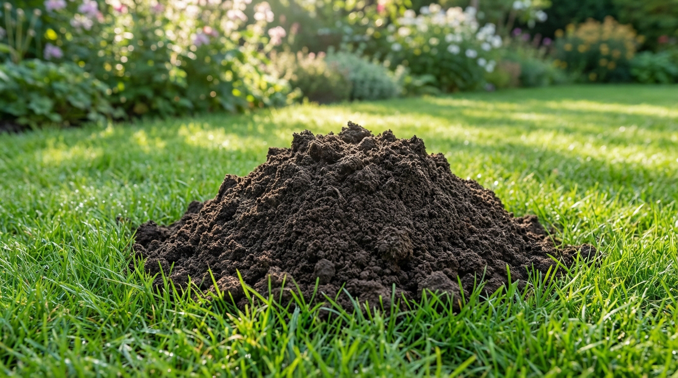Taupiniere au jardin