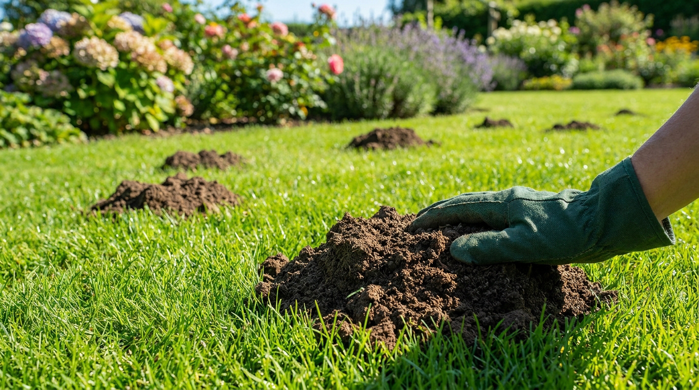 Inbtervention pour se débarrasser des taupes au jardin